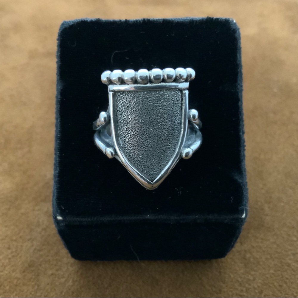 Sterling silver shield gents ring